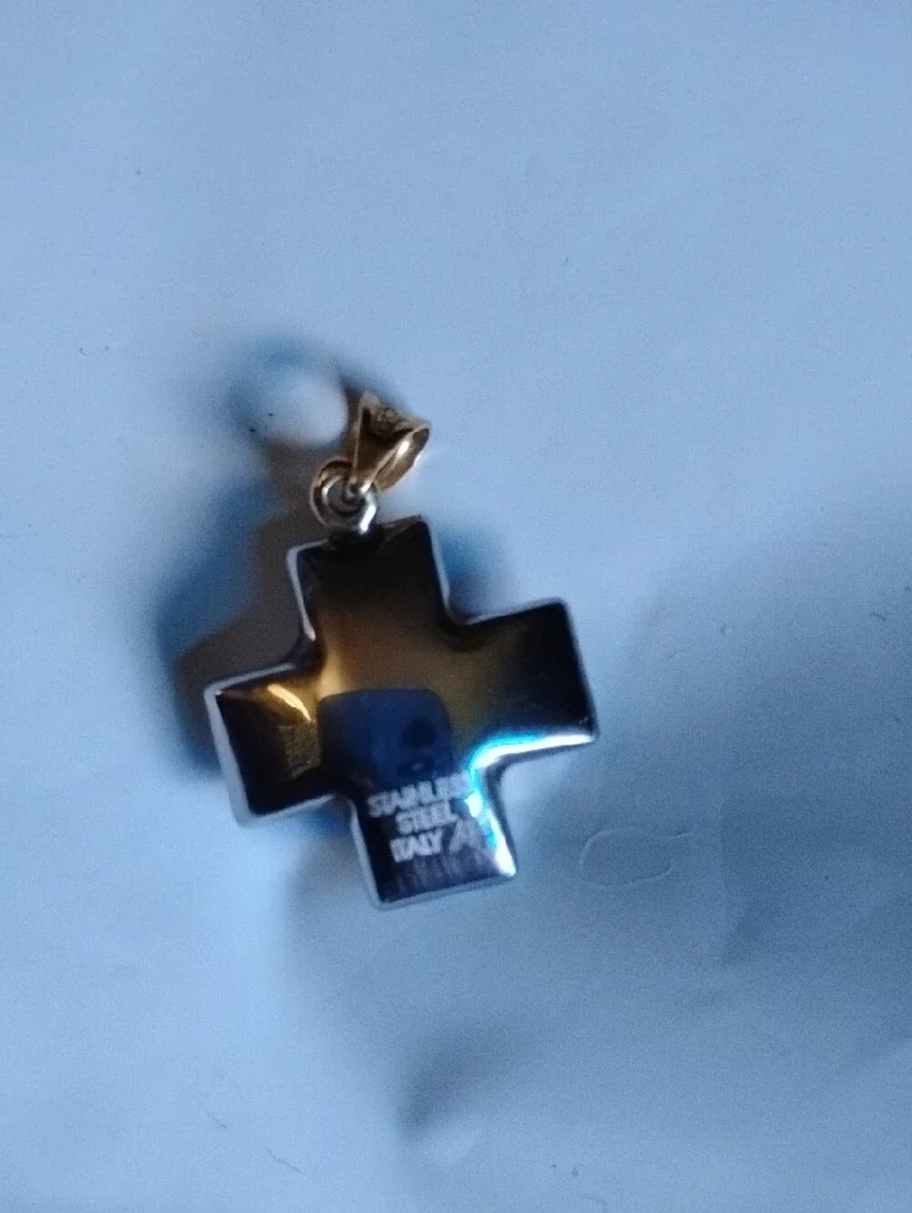 18K Cross Pendant Necklace in Gunmetal(Bail in 18K Gold)